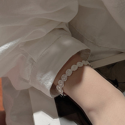 "Retro Circle" 925 Sterling Silver Bracelet