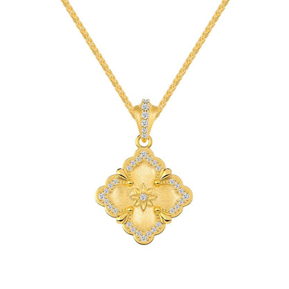 "Gilded Bloom" 925 Sterling Silver Filigree Clover Necklace & Ring Set