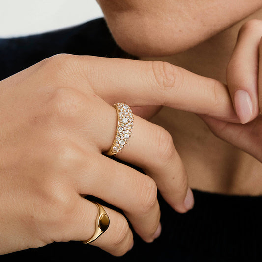 "Luxe Aurora" 925 Sterling Silver Pavé Wide-Band Ring