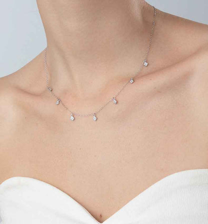 “Petite Clover Rain” 925 Sterling Silver Dainty Four-Leaf Pendant Necklace