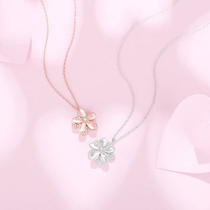 Luna Bloom Spin 925 Sterling Silver Rotating Flower Necklace