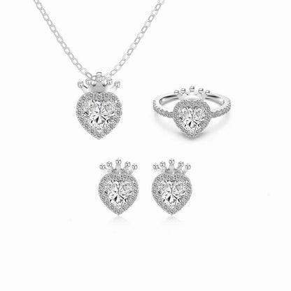 Crowned Heart Royale 925 Sterling Silver Crown Heart Jewelry Set