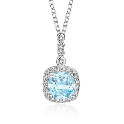 “Ocean Lumière” 925 Sterling Silver Blue Zircon Halo Jewelry Set