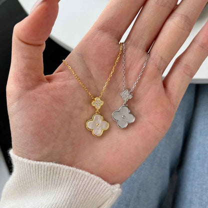 “Clover Grace” S925 Sterling Silver Mother-of-Pearl Necklace