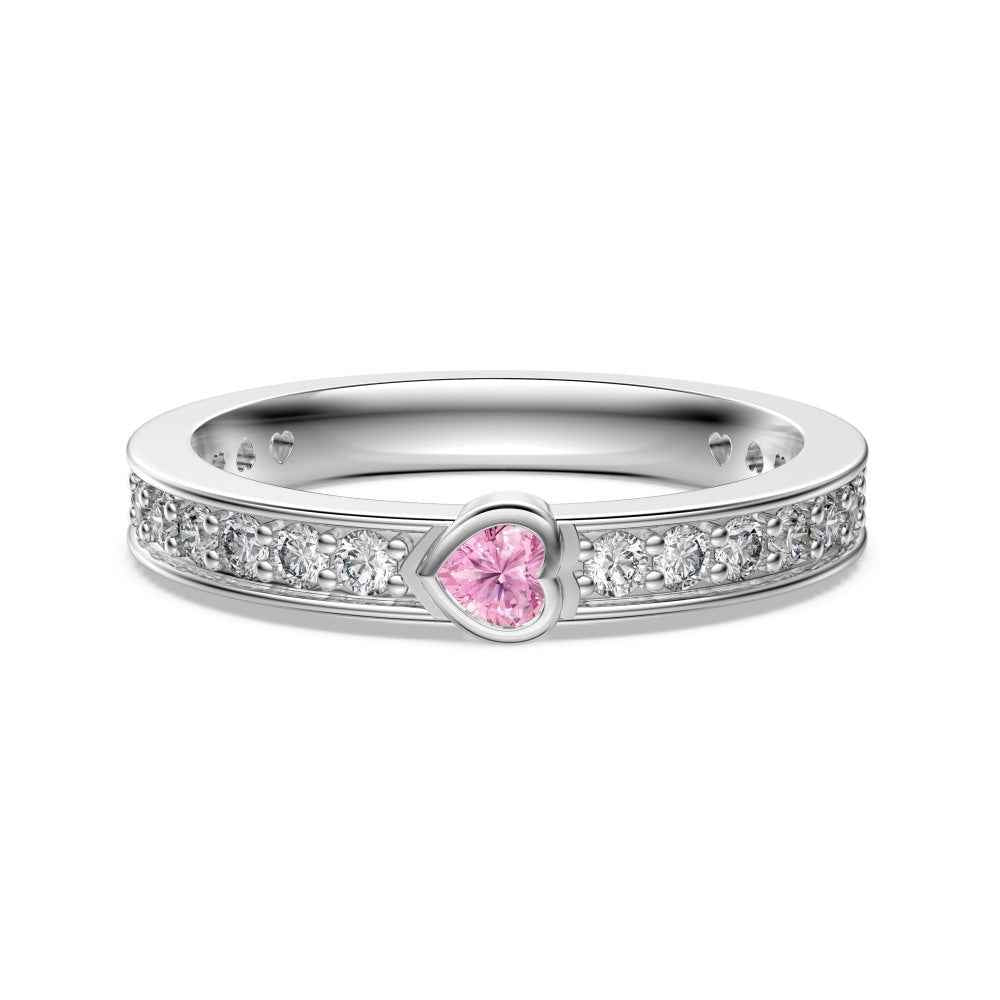 “Pink Promise” 925 Sterling Silver Heart Accent Pavé Ring