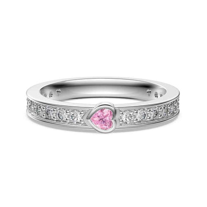 “Pink Promise” 925 Sterling Silver Heart Accent Pavé Ring