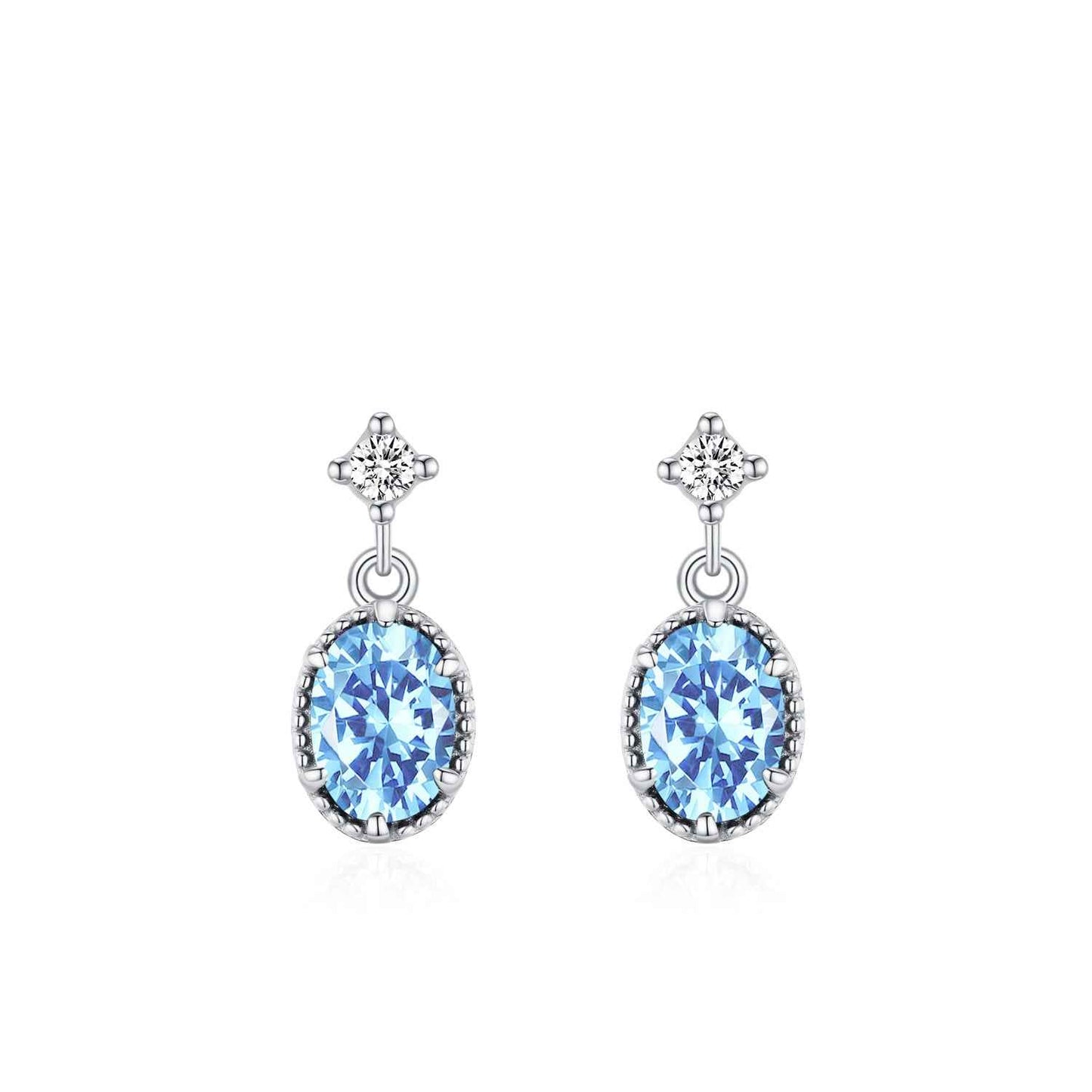 “Azure Stardrop” 925 Sterling Silver Blue Zircon Jewelry Set