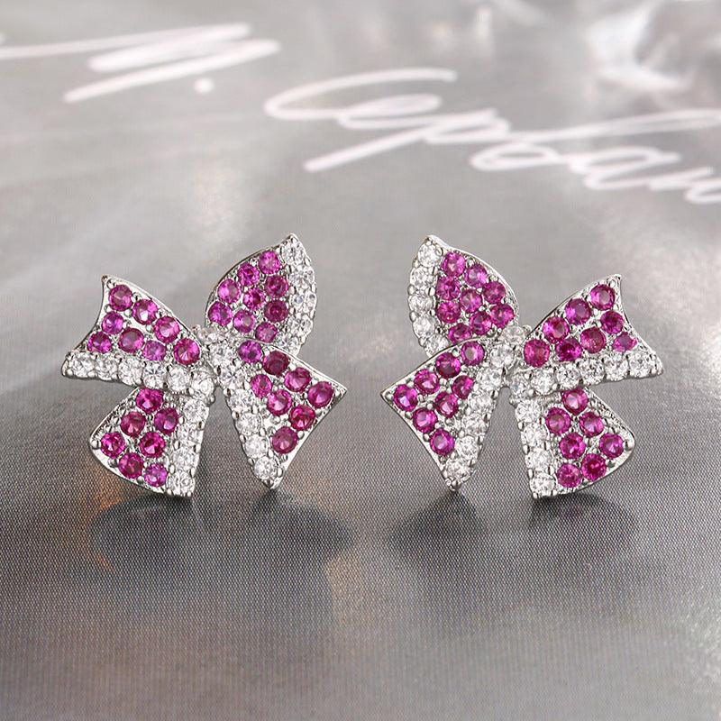 “Ruby Bloom” Brass Ruby Zircon Flower Jewelry Set
