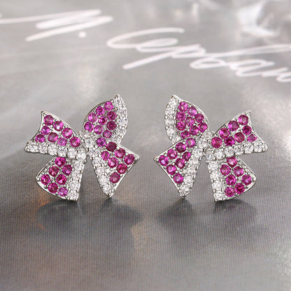 “Ruby Bloom” Brass Ruby Zircon Flower Jewelry Set