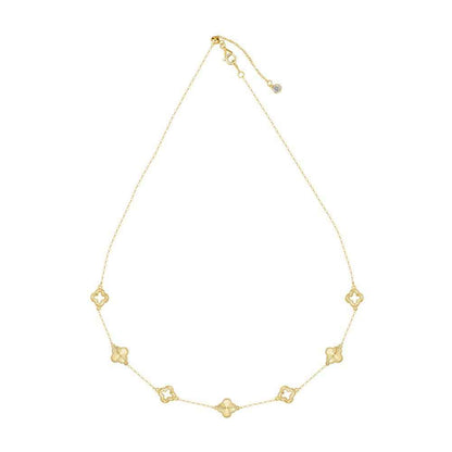 “Luster Clover” 925 Sterling Silver Laser-Cut Clover Necklace & Bracelet Set