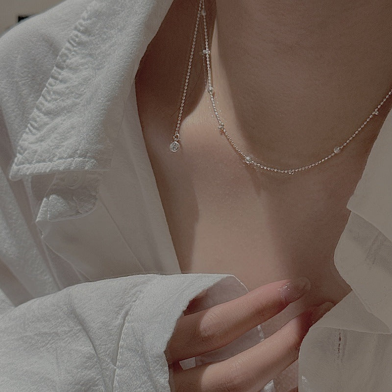 “Lumière Layer” S925 Sterling Silver Layered Bead Long Necklace