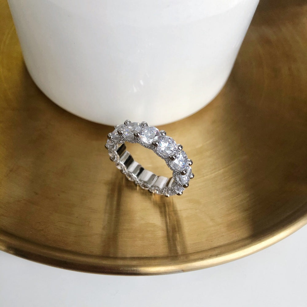 “Eternal Radiance” 925 Sterling Silver Full Eternity Pavé Band Ring