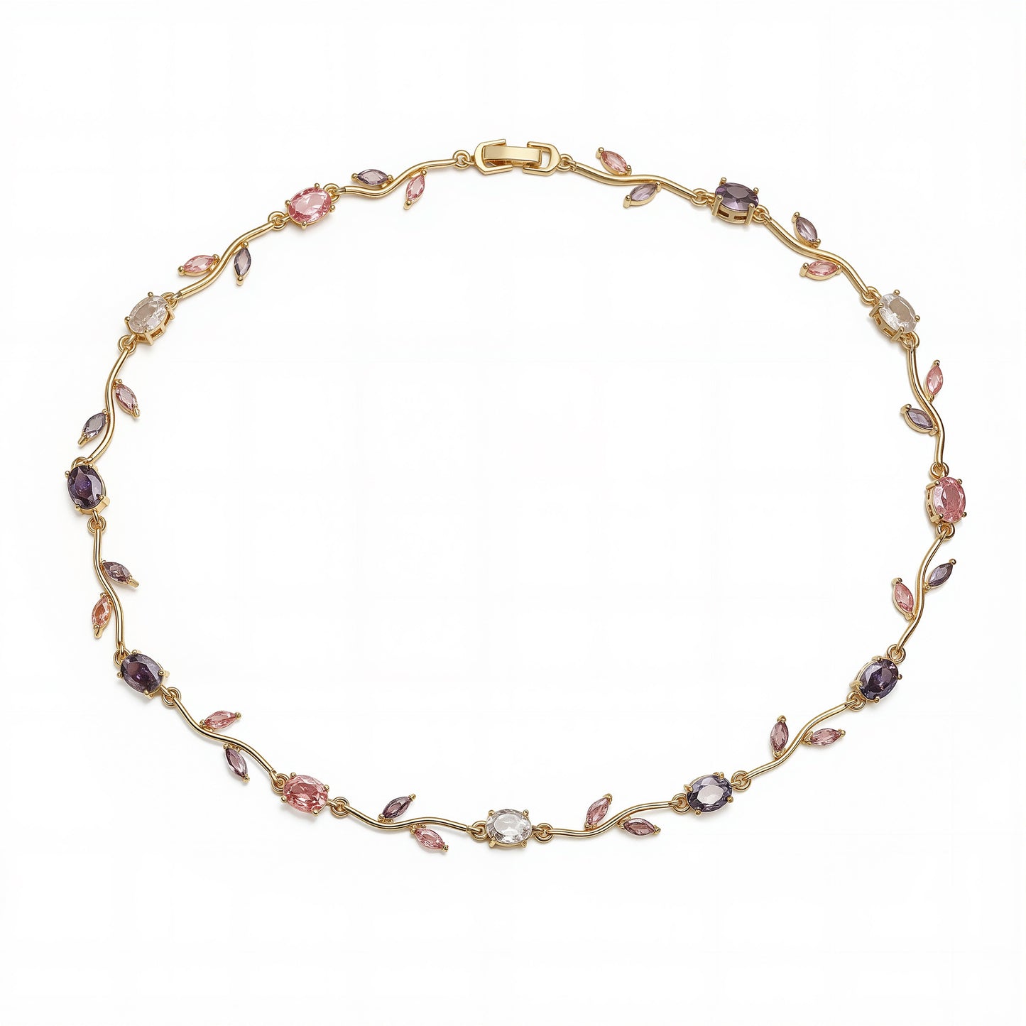 Tulip Reverie Gold-Plated Brass Multicolor Zircon Necklace / Bracelet