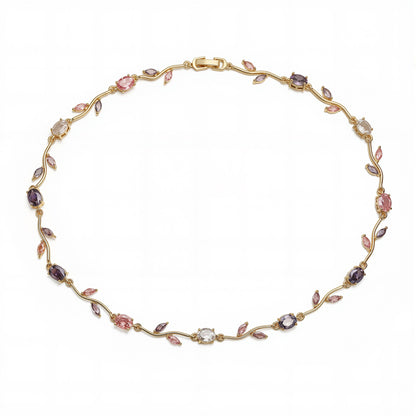 Tulip Reverie Gold-Plated Brass Multicolor Zircon Necklace / Bracelet