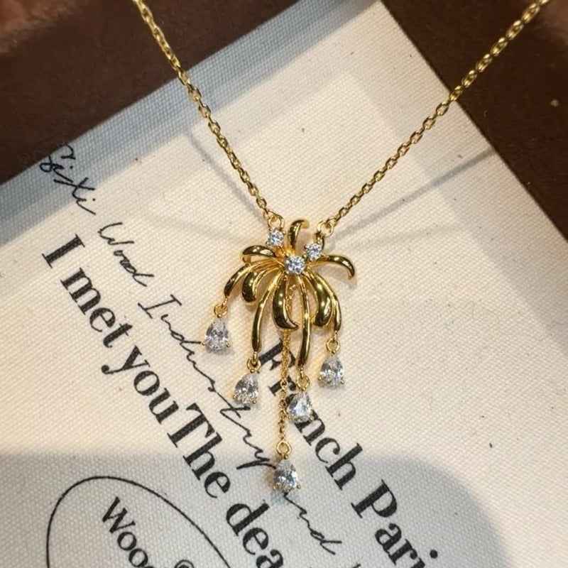 "Sparkling Fireworks" 925 Sterling Silver Tassel Necklace