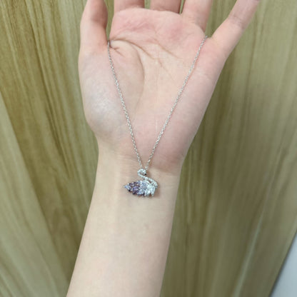 “Swan Éclat” S925 Sterling Silver Gradient Swan Necklace