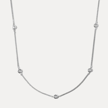 “Dainty Aura” S925 Sterling Silver Zircon Station Necklace