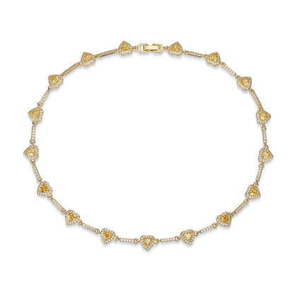 “Heartline” Gold-Tone Brass Colorful Zircon Heart Jewelry Set