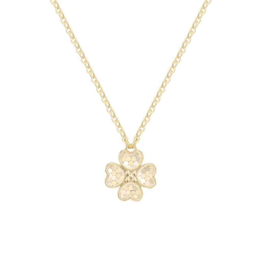 “Gilded Four-Petal” 925 Sterling Silver Textured Clover Pendant Necklace