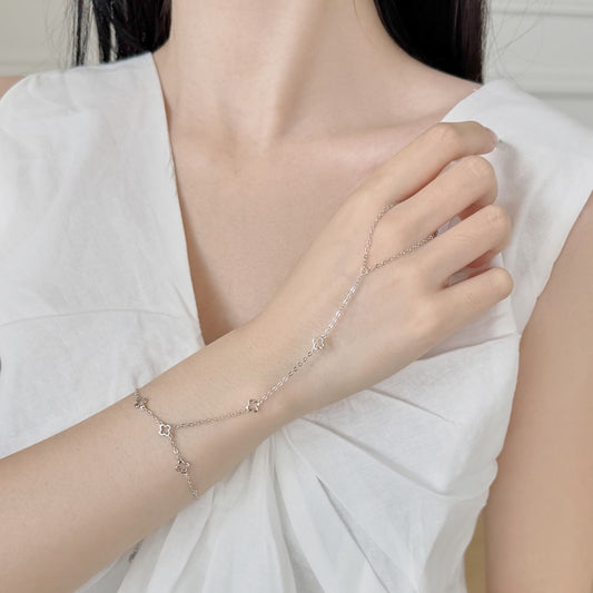 "Lucky Grace" S925 Sterling Silver Finger-Linked Bracelet