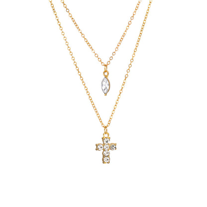 "Mini Double-Chain Cross" 925 Sterling Silver Necklace with 5A Zircon – Petite, Elegant, Faithful