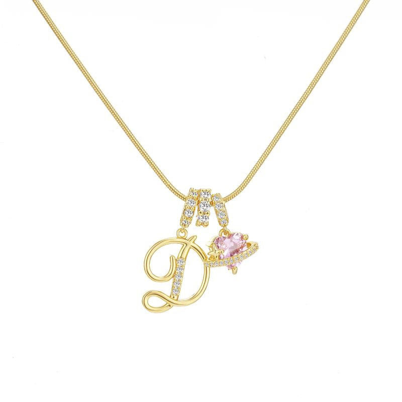 “Celestial Initial” Gold Plated Brass Alphabet Pendant Necklace