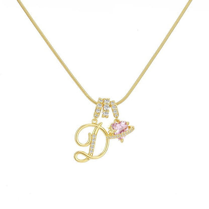 “Celestial Initial” Gold Plated Brass Alphabet Pendant Necklace