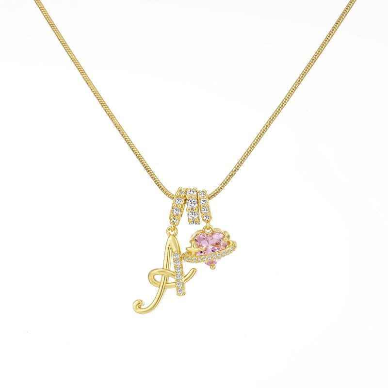 “Celestial Initial” Gold Plated Brass Alphabet Pendant Necklace