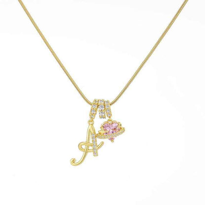 “Celestial Initial” Gold Plated Brass Alphabet Pendant Necklace