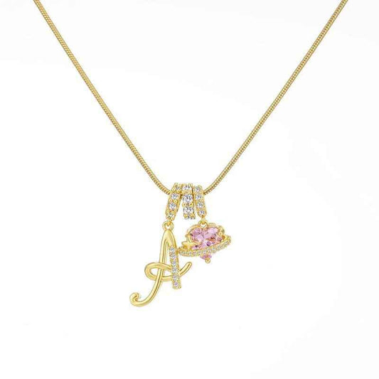 “Celestial Initial” Gold Plated Brass Alphabet Pendant Necklace