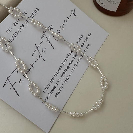 "Pearl Circles" 925 Sterling Silver Necklace