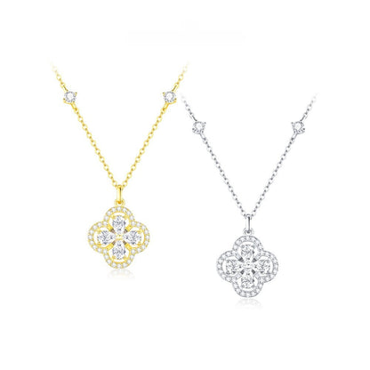 “Lucky Spin Clover” 925 Sterling Silver Rotating Clover Necklace