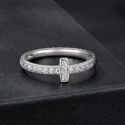 “Radiant Cross” 925 Sterling Silver Moissanite Cross Ring & Earrings Set