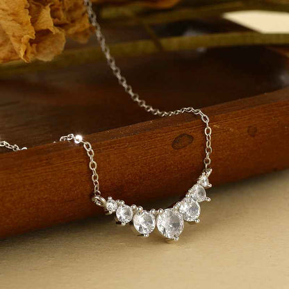 "Smiling Radiance" 925 Sterling Silver Micro-Pavé Zircon Necklace