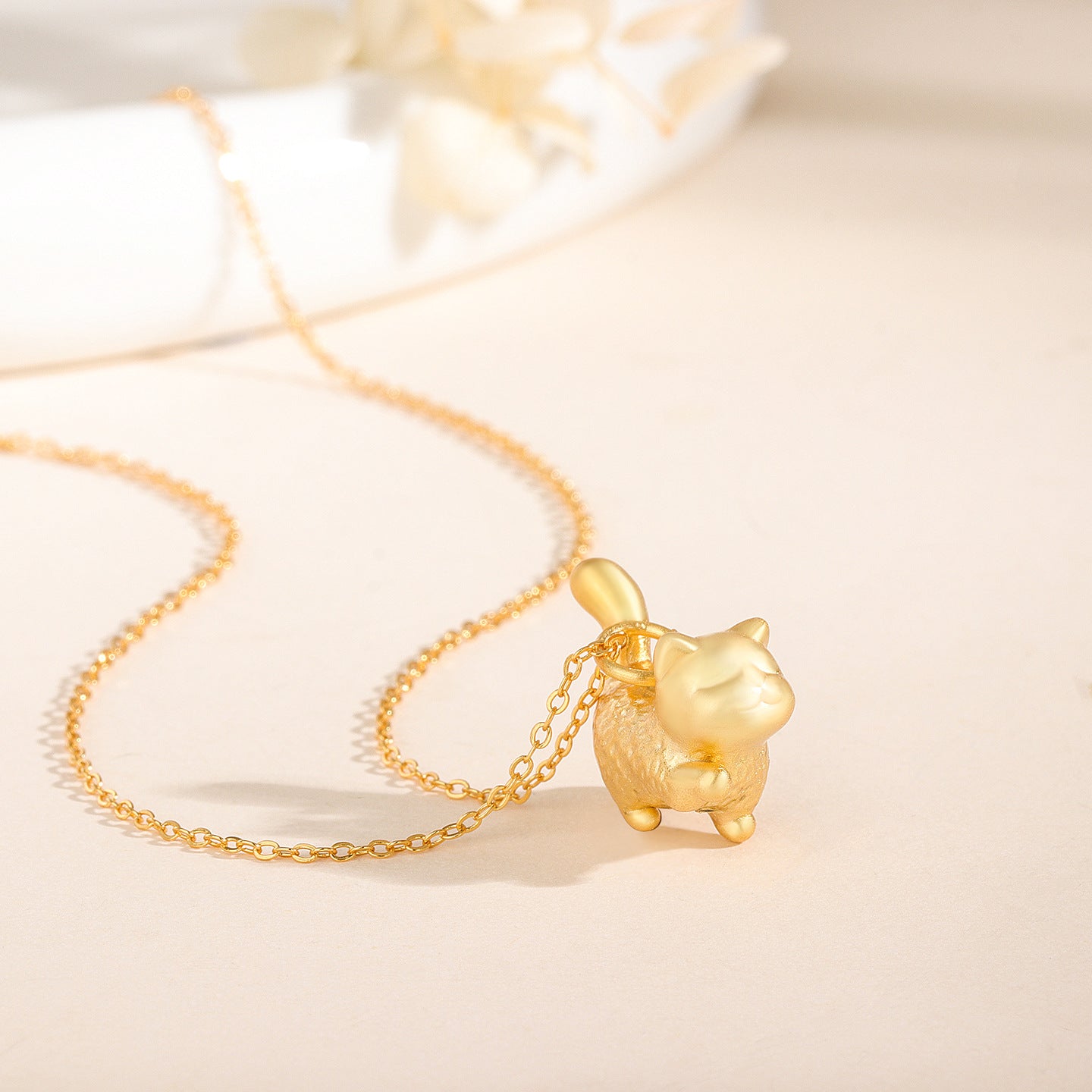 “Playful Kitty” S999 Sterling Silver Cat Pendant Necklace