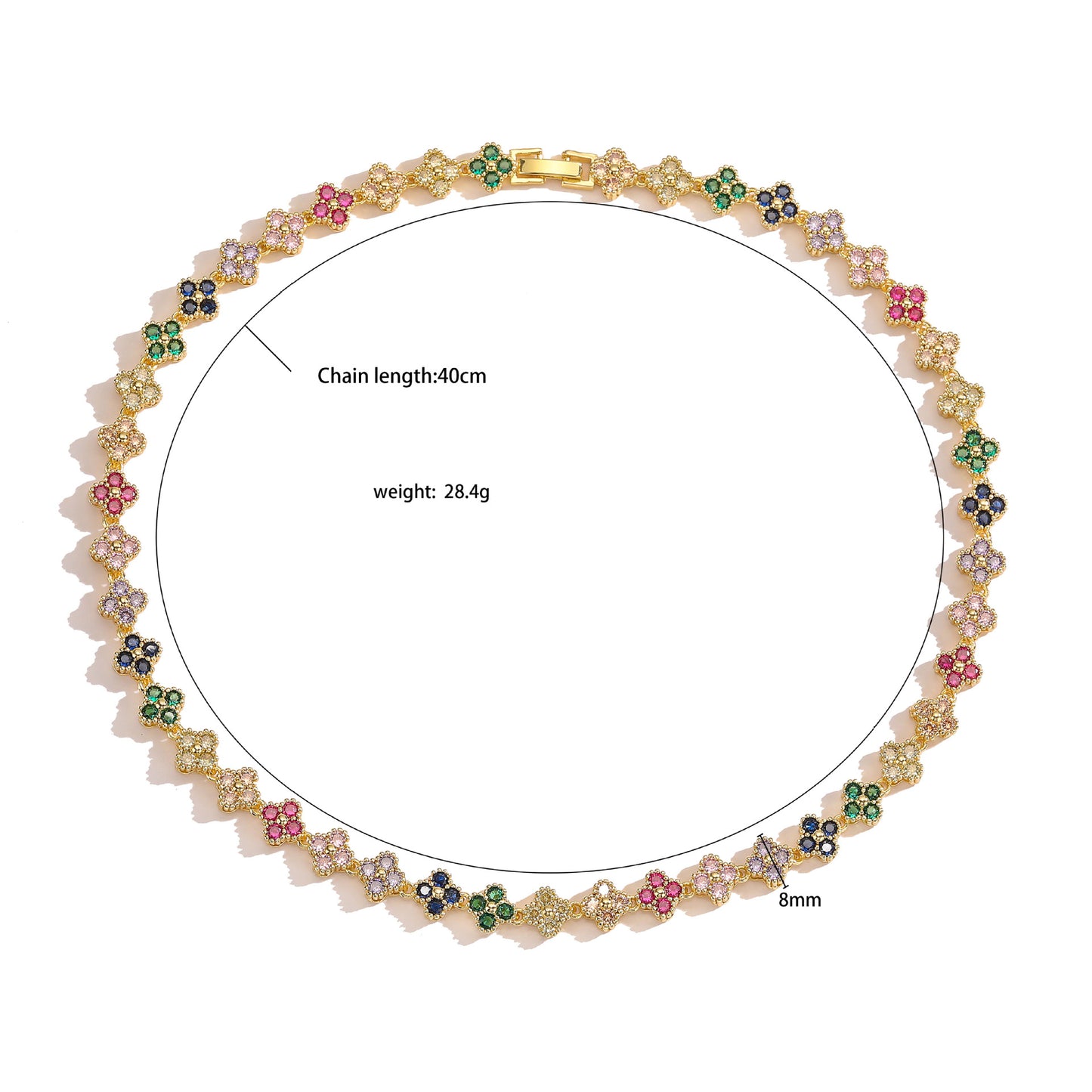 Clover Royale Brass 18K Gold-Plated 3A Zircon Floral Necklace & Bracelet Set