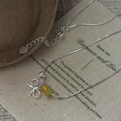 "Colorful Bow" 925 Sterling Silver Necklace