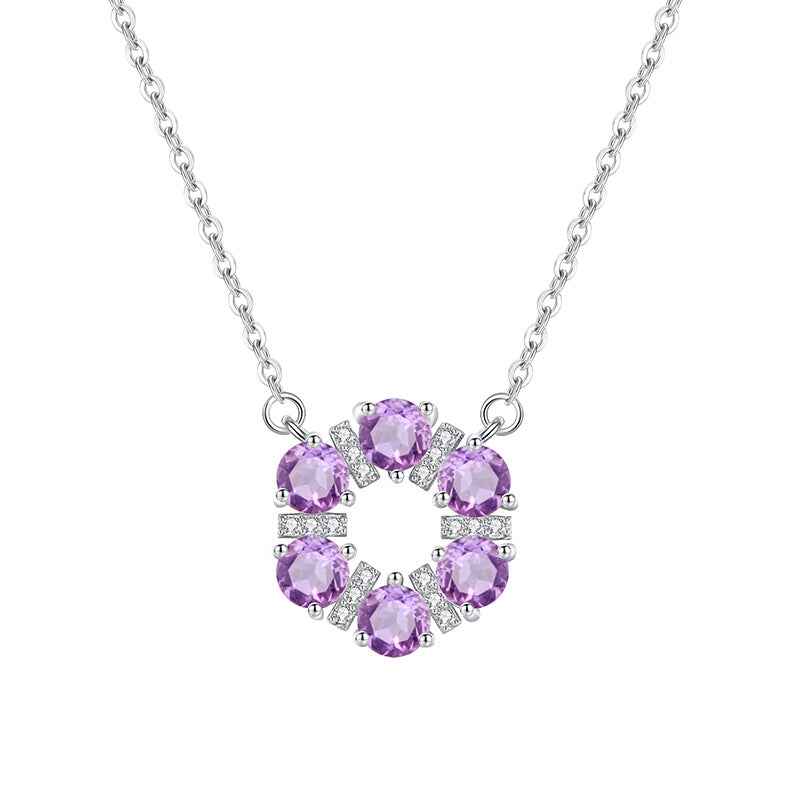 “Crystal Wreath” S925 Sterling Silver Crystal Halo Necklace