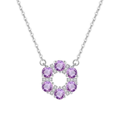 “Crystal Wreath” S925 Sterling Silver Crystal Halo Necklace