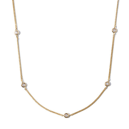 “Dainty Aura” S925 Sterling Silver Zircon Station Necklace