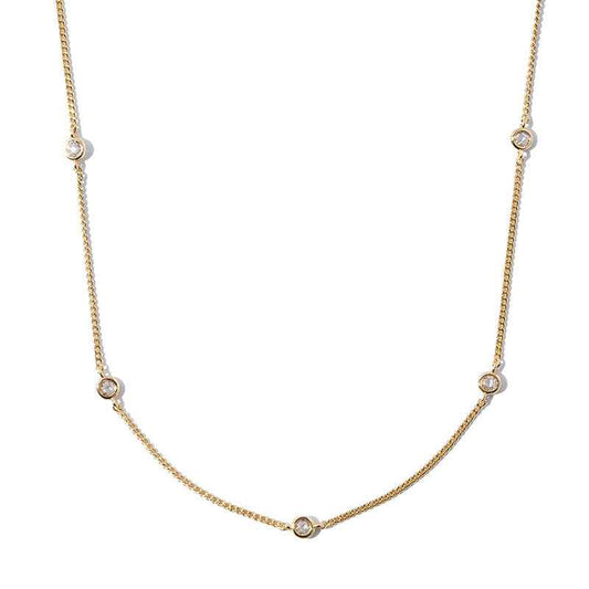 “Dainty Aura” S925 Sterling Silver Zircon Station Necklace