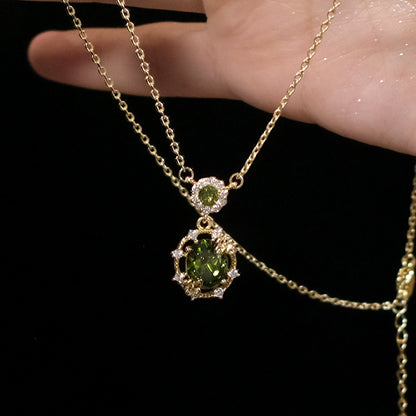 "Emerald Meadow Fantasy" Gold-Plated Copper Cubic Zirconia Jewelry Set