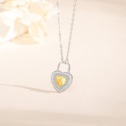 “Royal Heart Lock” S925 Sterling Silver Vintage Heart Lock Necklace