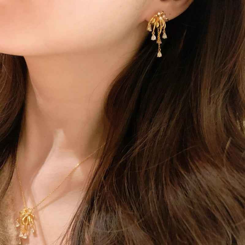 “Sparkling Fireworks” 925 Sterling Silver Tassel Stud Earrings