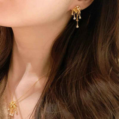 “Sparkling Fireworks” 925 Sterling Silver Tassel Stud Earrings