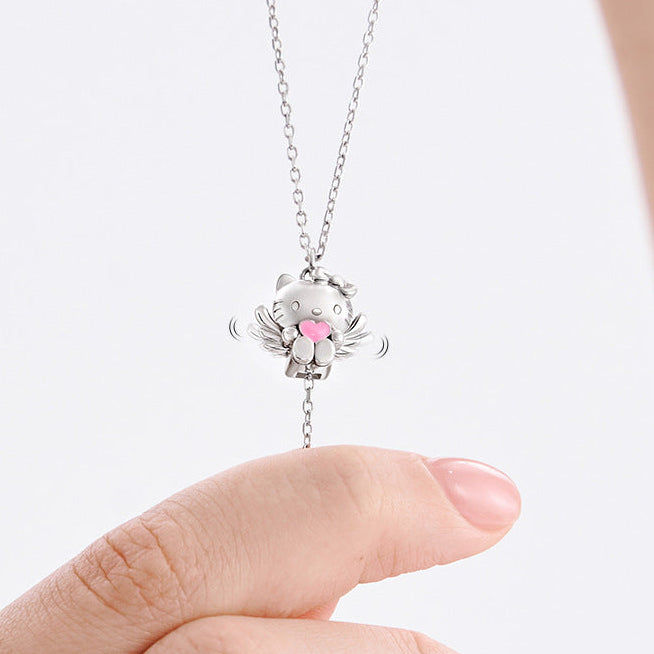 Hello Kitty Angel Heart 925 Sterling Silver Interactive Wing Necklace
