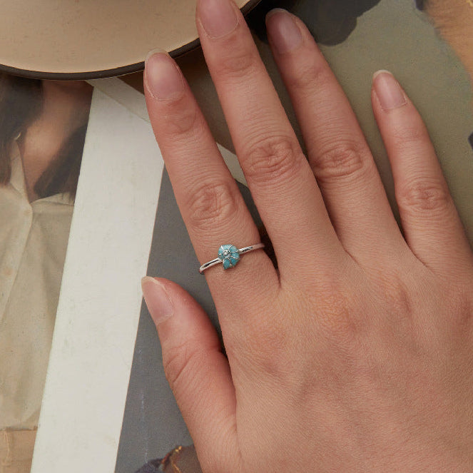 “Aqua Shell” S925 Sterling Silver Ocean-Inspired Adjustable Ring