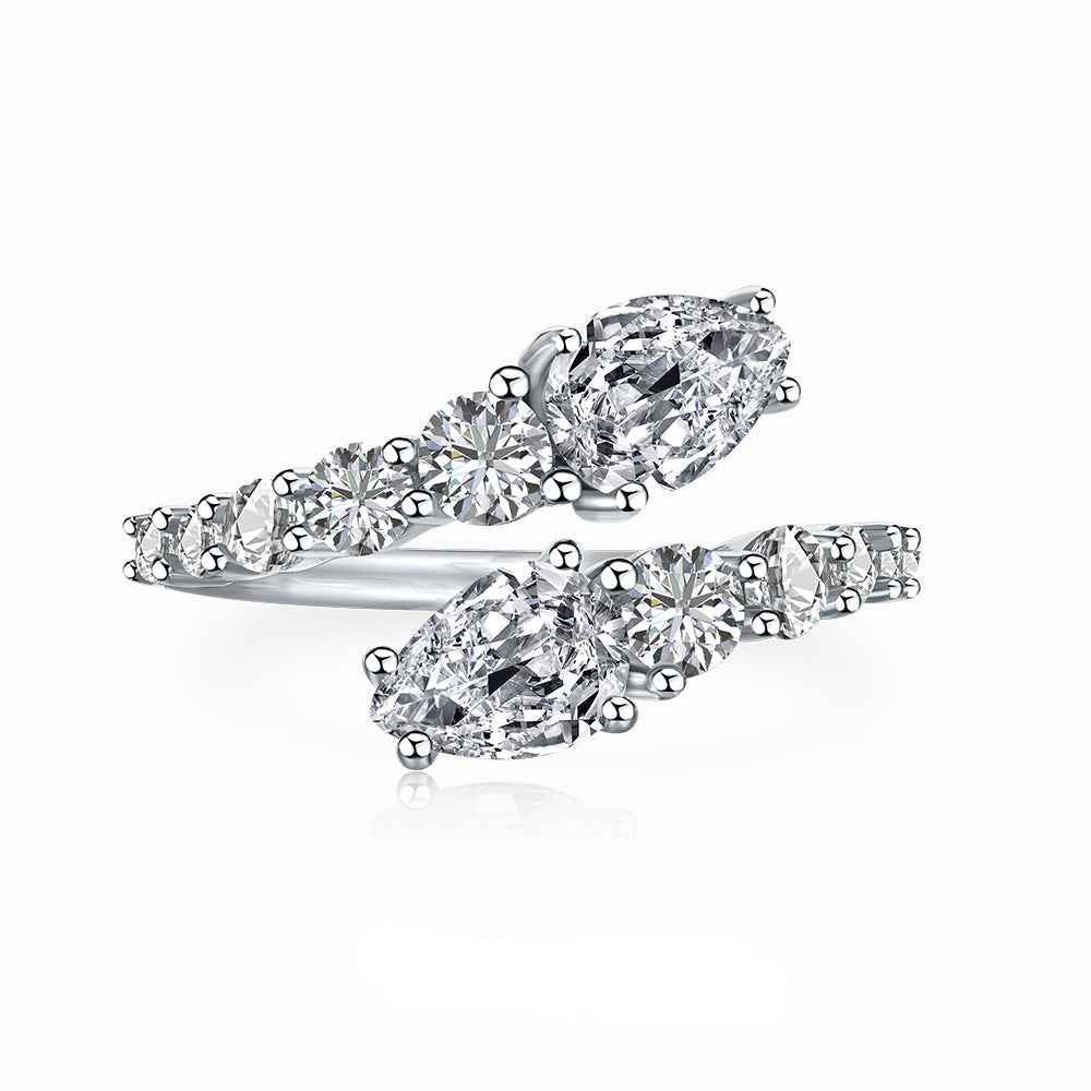 Pear-Cut Zircon 925 Sterling Silver Adjustable Ring