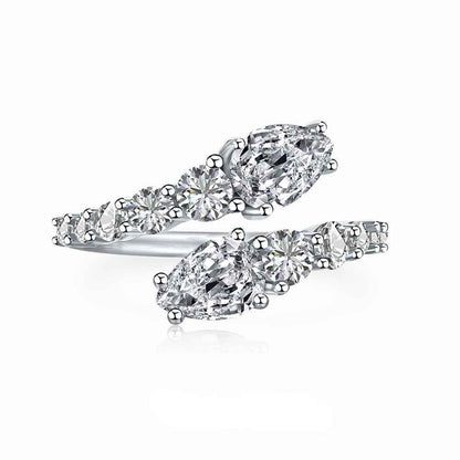 Pear-Cut Zircon 925 Sterling Silver Adjustable Ring