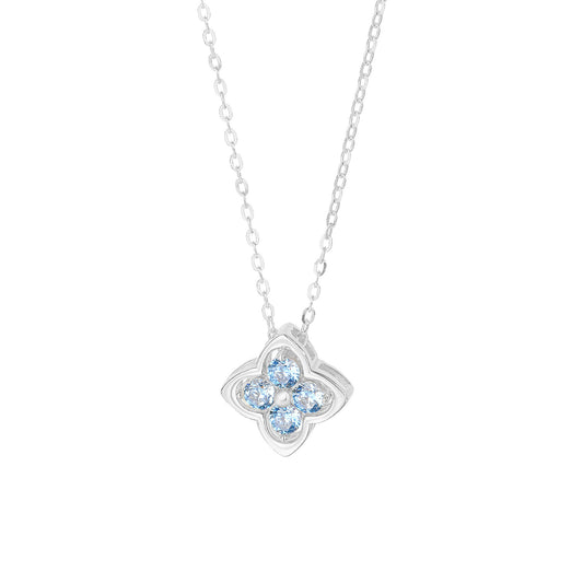 “Azure Clover” S925 Sterling Silver Convertible Clover Necklace